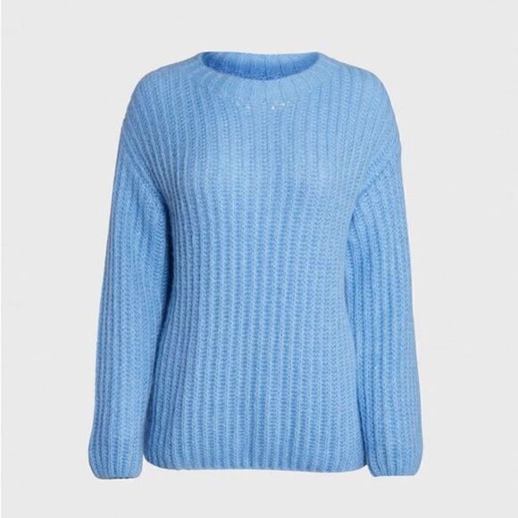 Paul Stewart Knit Ribbed Alpaca Oversized Sweater Blue Size 4 - Picture 4 of 11